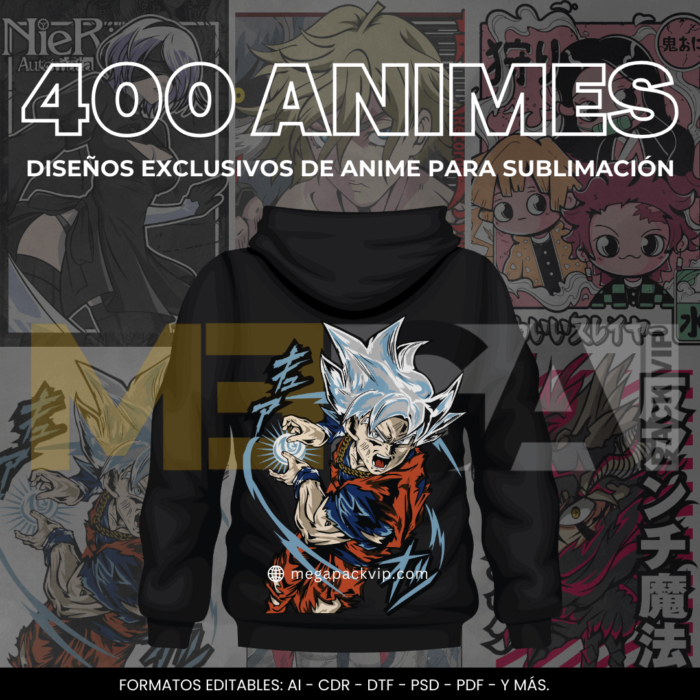 400 Diseños Anime listos para sublimacion