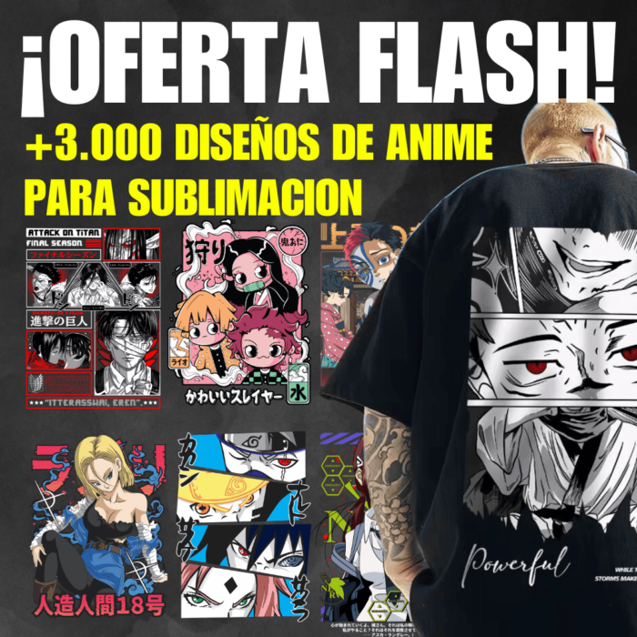 +3.000 Diseños Exclusivos de Anime para Sublimación