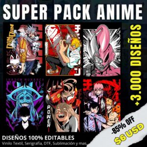 +3.000 Diseños Exclusivos de Anime para Sublimación